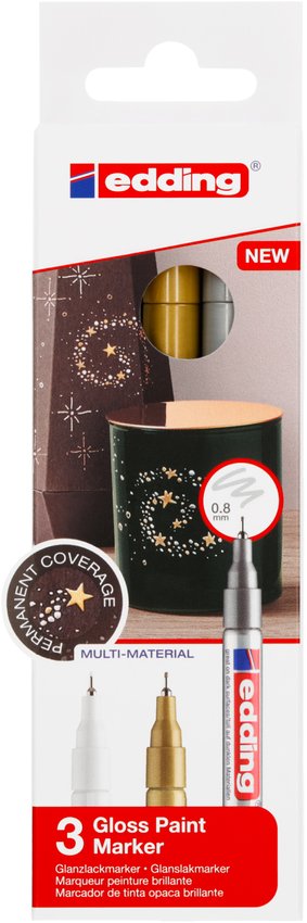 Marker olejowy błyszczący e-780 EDDING 08mm 3 szt., mix kolorów metalicznych