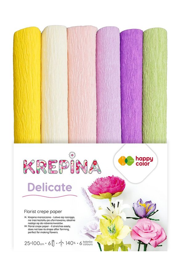 Bibuła Krepina Mini 6kol 250x1000mm Delicate /Happy Color