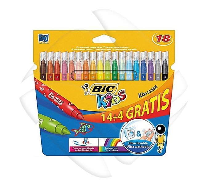 Flamastry 14+4 kol. Bic Kid Couleur