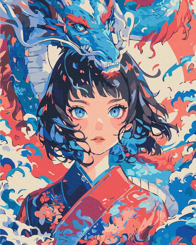 Malowanie po numerach BRUSHME 40x50 cm dziewczyna która stała się smokiem 1 szt., w pudełku