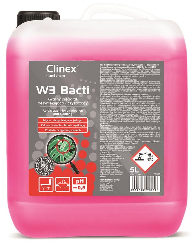 Środek czyszcząco dezynfekujący Clinex W3 Bacti 5L