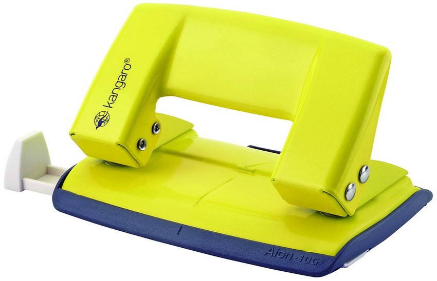 Dziurkacz Kangaro Aion-10G/S Dziurkuje Do 10 Kartek Metalowy W Pudełku PP Żółty