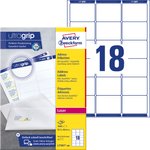 Samoprzylepne etykiety adresowe Avery 63.5x46.6 18/A4 A'100 białe No.L7161-100