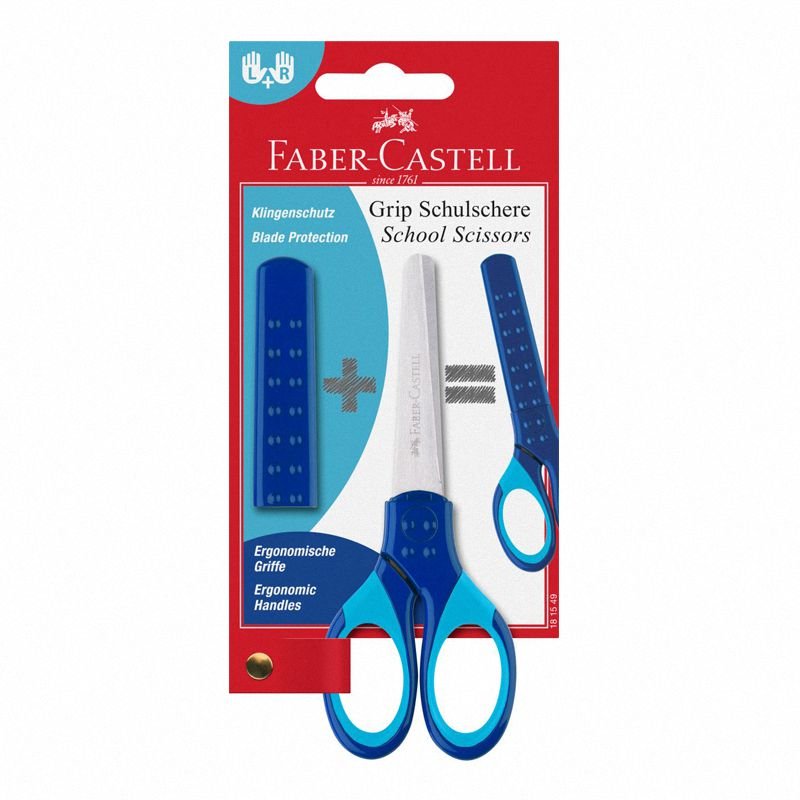 Nożyczki Szkolne Grip Niebieskie Blister, Faber-Castell