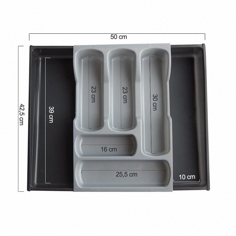 Rozsuwany wkład do szuflady Curver 159614 czarny srebrny metalizowany