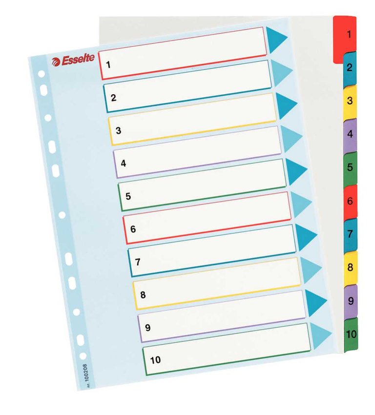 Przekładki Pap. A4 Numeryczne 1-10 Mylar Maxi 100208 /Esselte