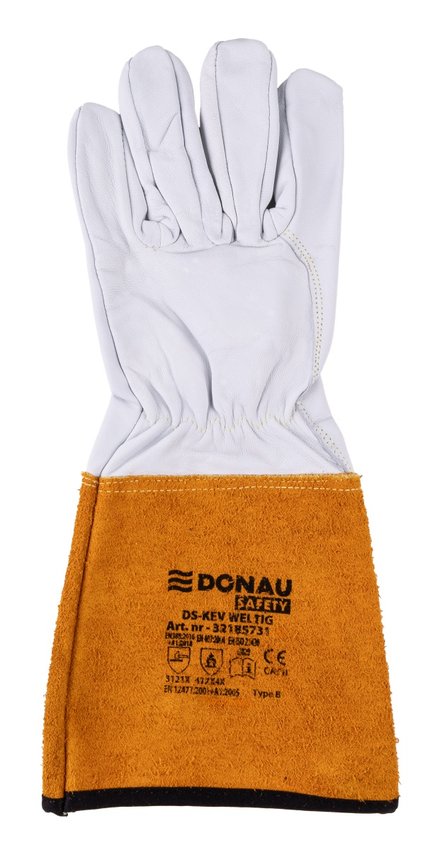 Rękawice spawalnicze DONAU SAFETY DS-KEV WELTIG kevlar skóra kozia rozm. 11/XXL biało-złote