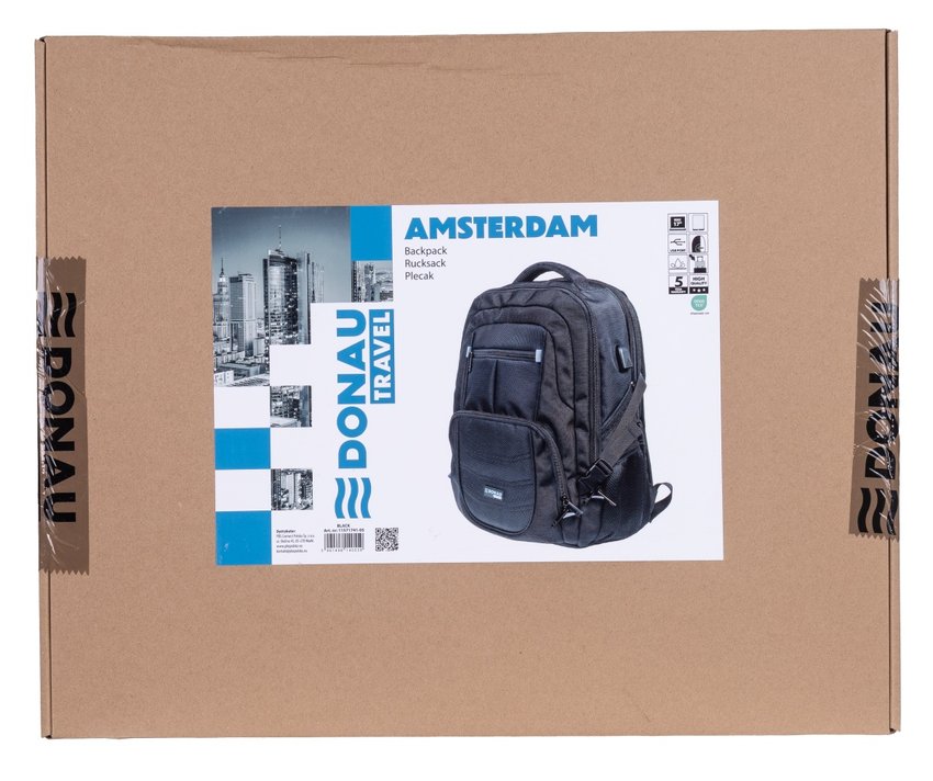 Plecak DONAU TRAVEL Amsterdam 17" 35l USB + kabel USB-C czarny