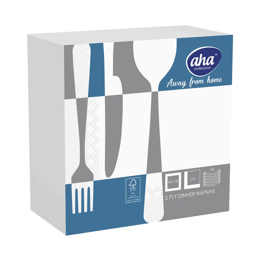 Serwetki AFH AHA 2-warstwowe składanie 1/4 40x40cm 100 szt., białe