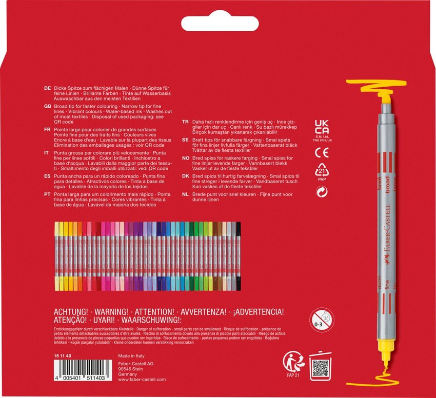 Flamastry Dwustronne 40 Kol. Opakowanie Kartonowe Faber-Castell