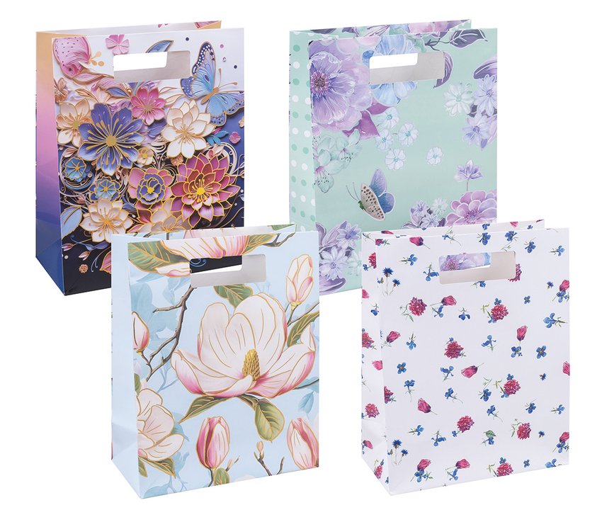 Torebka na prezenty DONAU HOME laminowana 26x325x10cm całoroczna z rączką mix wzorów