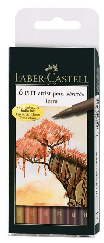 Pitt Artist Pen Terra 6 Kolorów Etui Faber-Castell