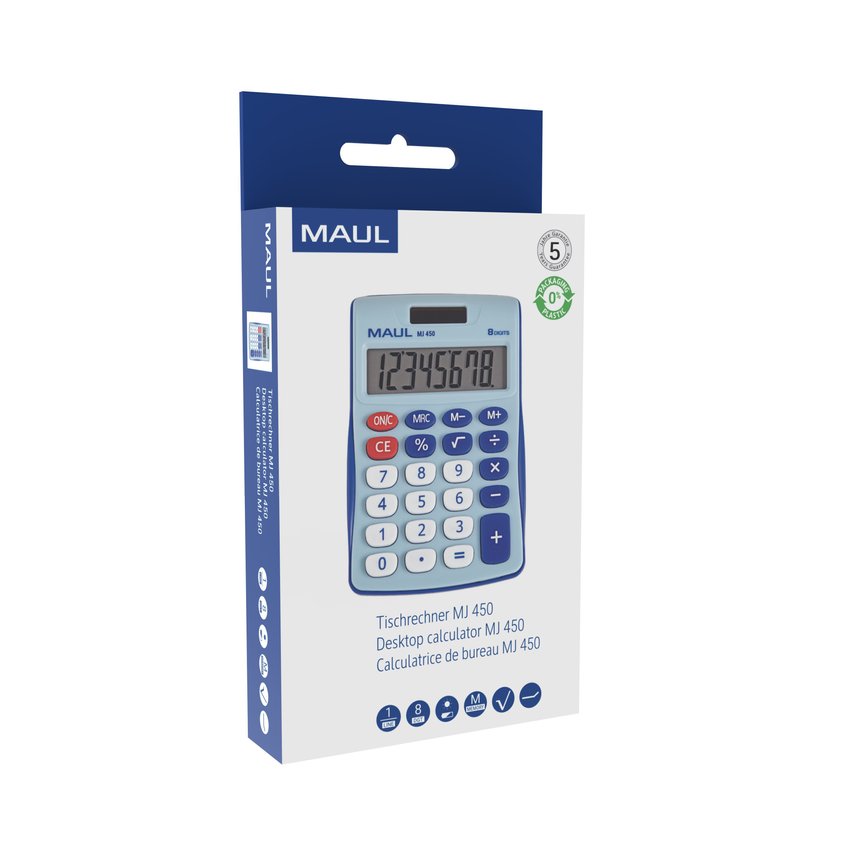 Kalkulator Biurkowy Junior Mj 450, 8-Pozycyjny, Jasnoniebieski Maul