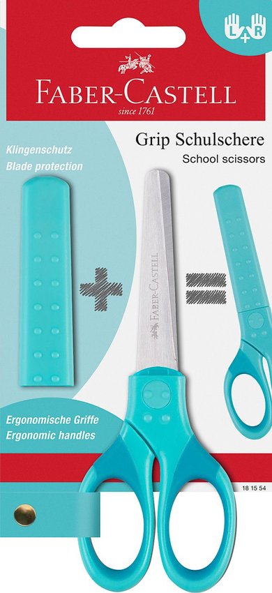 Nożyczki Szkolne Grip Turkusowe Blister Faber-Castell