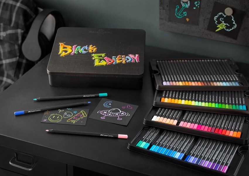 Kredki Trójkątne Black Edition 100 Kol.Opakowanie Metalowe Faber-Castell