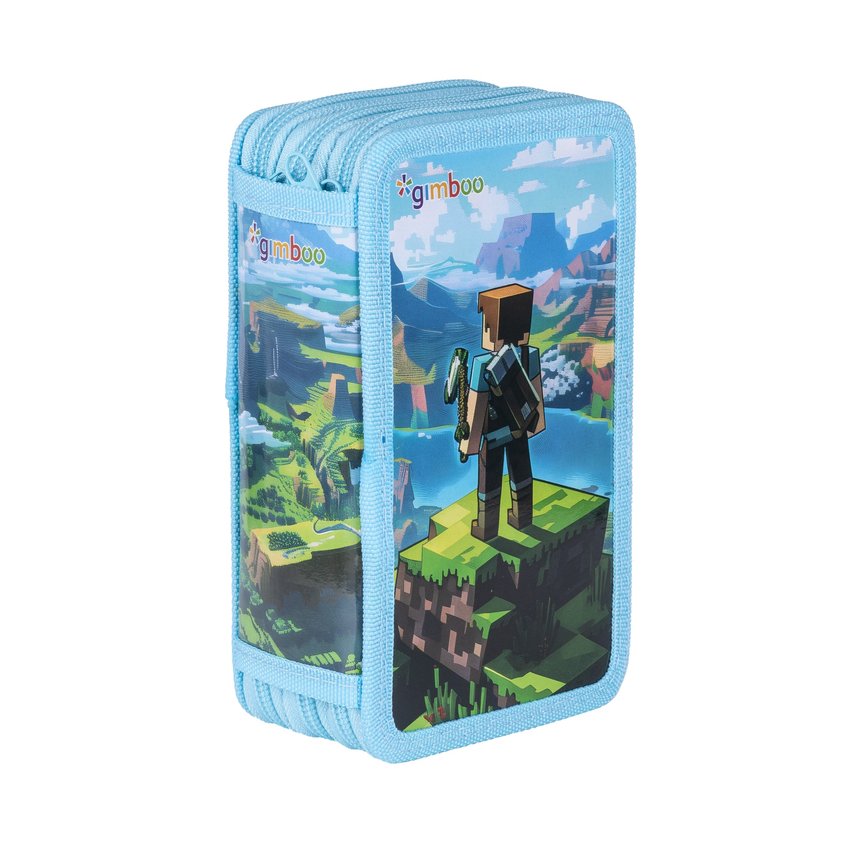 Piórnik szkolny GIMBOO z wyposażeniem 3 komory mix wzorów