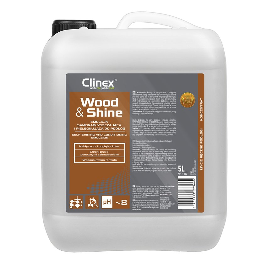 Emulsja do podłóg CLINEX Wood&Shine połysk pielęgnacja 5L