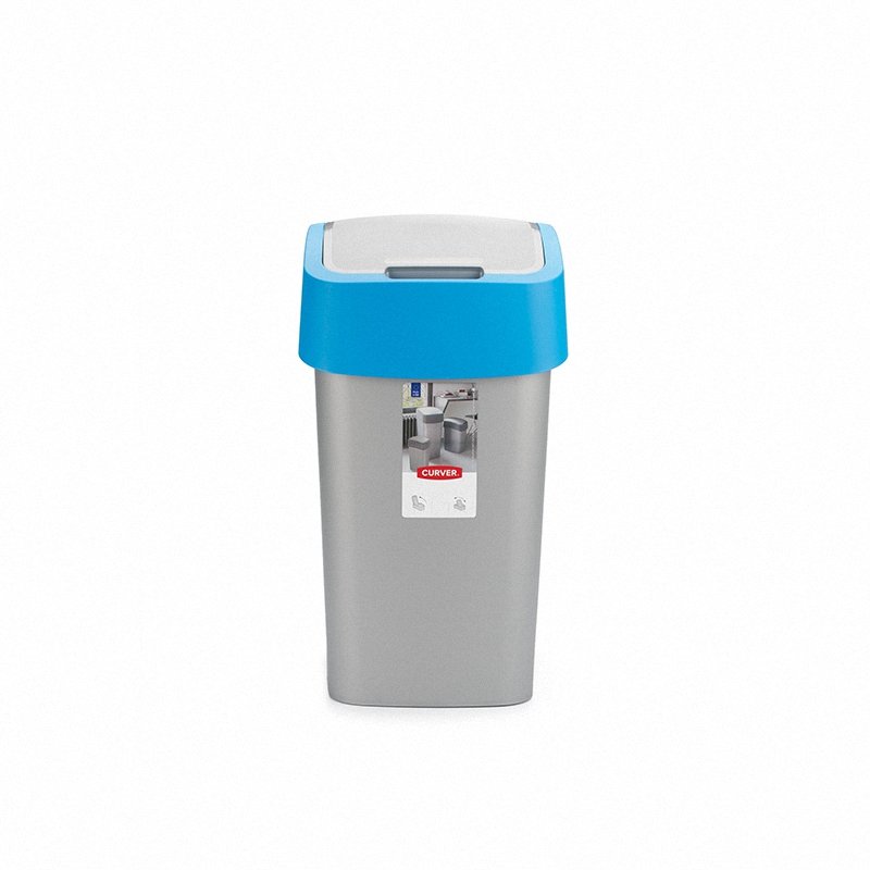 Kosz uchylny Flip 45L srebrno niebieski Curver 217818