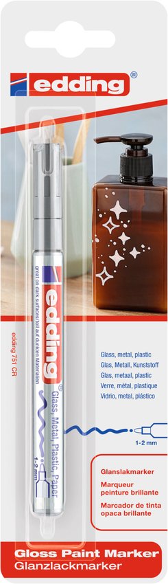 Marker olejowy połyskujący e-751 EDDING  1-2mm blister srebrny