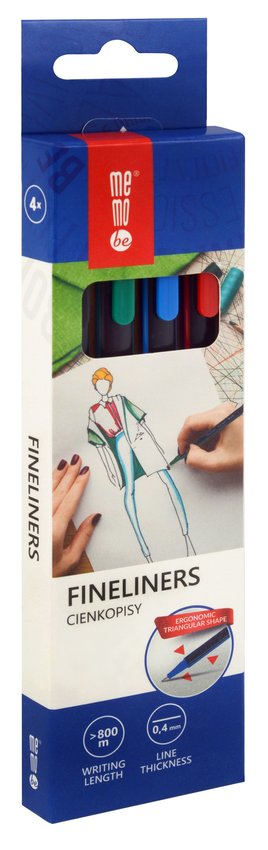 Cienkopisy Memobe 0,4Mm, 4 Kolory Op. Kartonowe