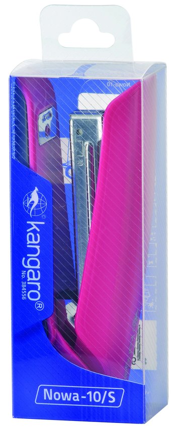 Zszywacz Kangaro Nowa-10/S Zszywa Do 15 Kartek Plastikowy W Pudełku PP Różowy