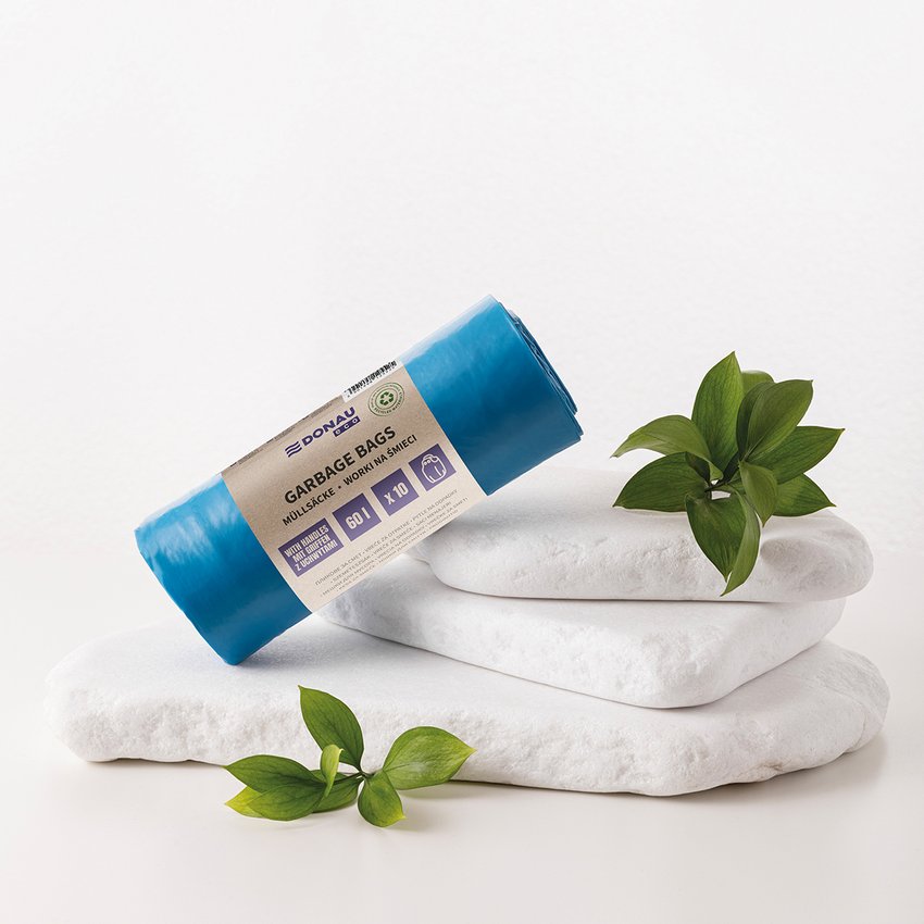 Worki na śmieci DONAU ECO z uchwytami Knoties 60l 10 szt., niebieskie