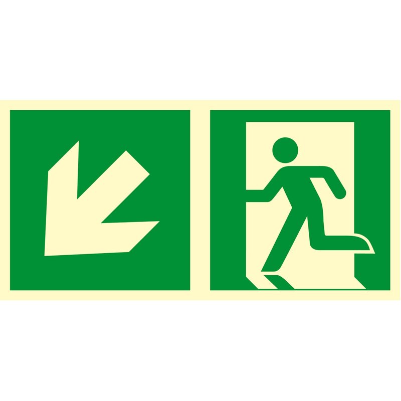 Znak TDC Kierunek Do Wyjścia Ewakuacyjnego – W Dół W Lewo 1  /TDC