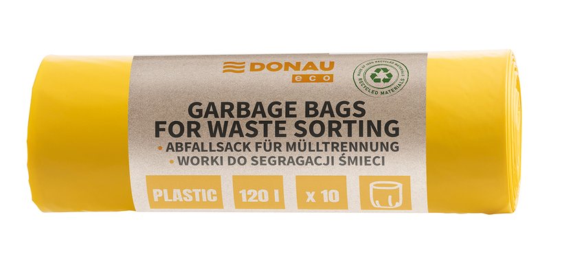 Worki na śmieci DONAU ECO do segregacji plastiku 120l 10 szt., żółte