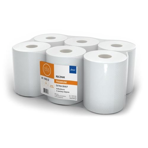 Ręcznik papierowy Ellis Ecoline 2W, makulatura, biały
