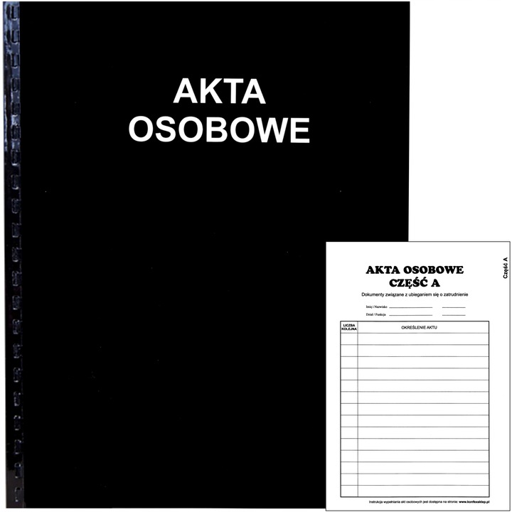 Teczka Akta Osobowe T03 Bindowana + Opis ABCDE Czarne  /Konfex