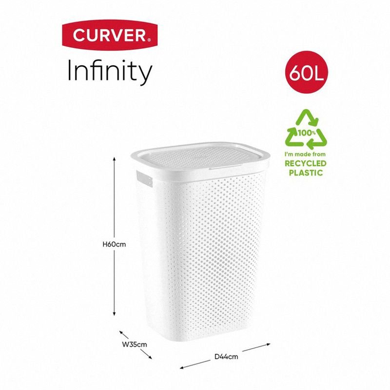 Kosz na pranie Infinity Recycled 60L biały Curver 245680