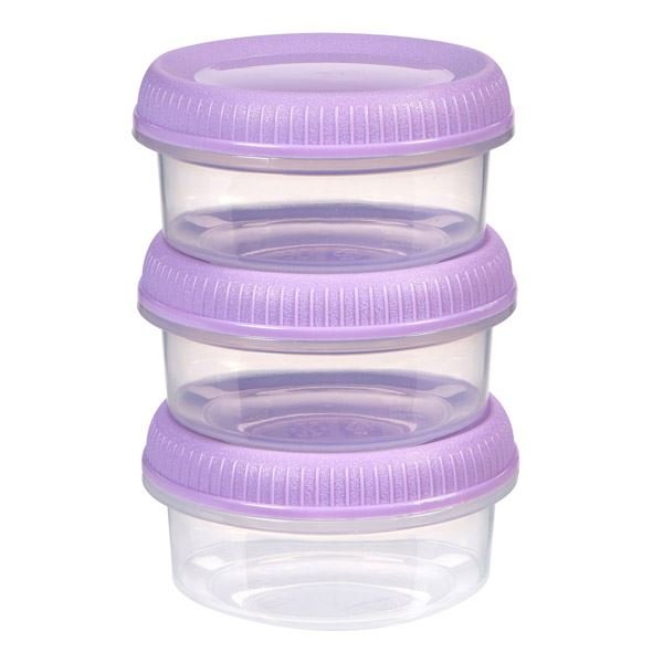 Zestaw trzech okrągłych pojemników na sos Smart To Go 3x80ml fioletowy Curver 232680