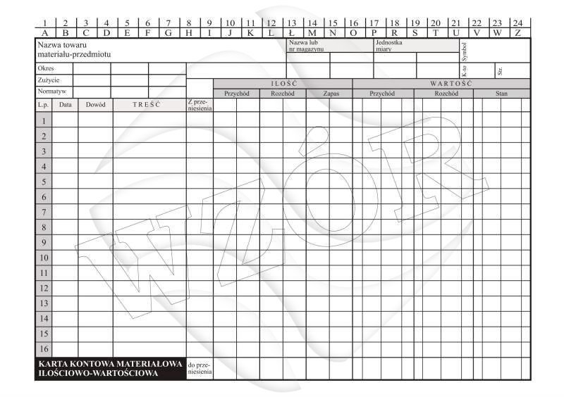 Kartoteka Ilościowo-Wartościowa A5 /Typograf