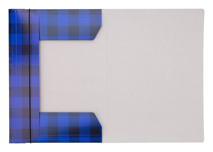 Teczka z gumką OFFICE PRODUCTS karton/lakier A4 320gsm 3-skrz., mix kolorów w kratę