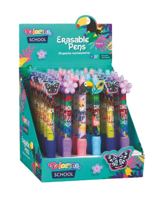 Długopis Aut. Ścieralny Colorino Butterflies 0.5 Niebieski