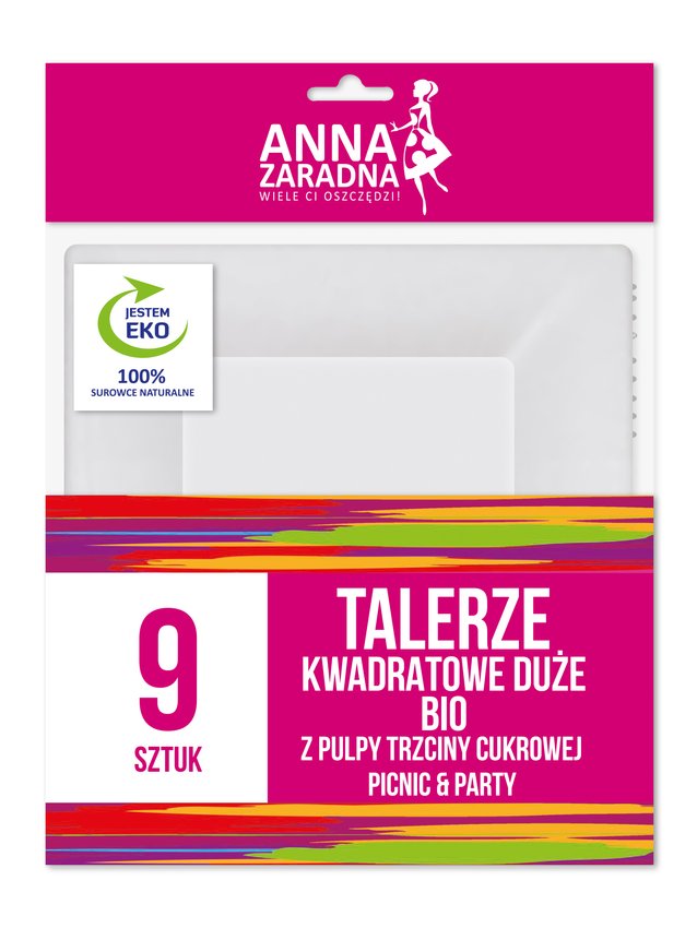 Talerze kwad. DUŻE BIO z pulpy trz. cuk. 6szt+3szt GRATIS / AZ