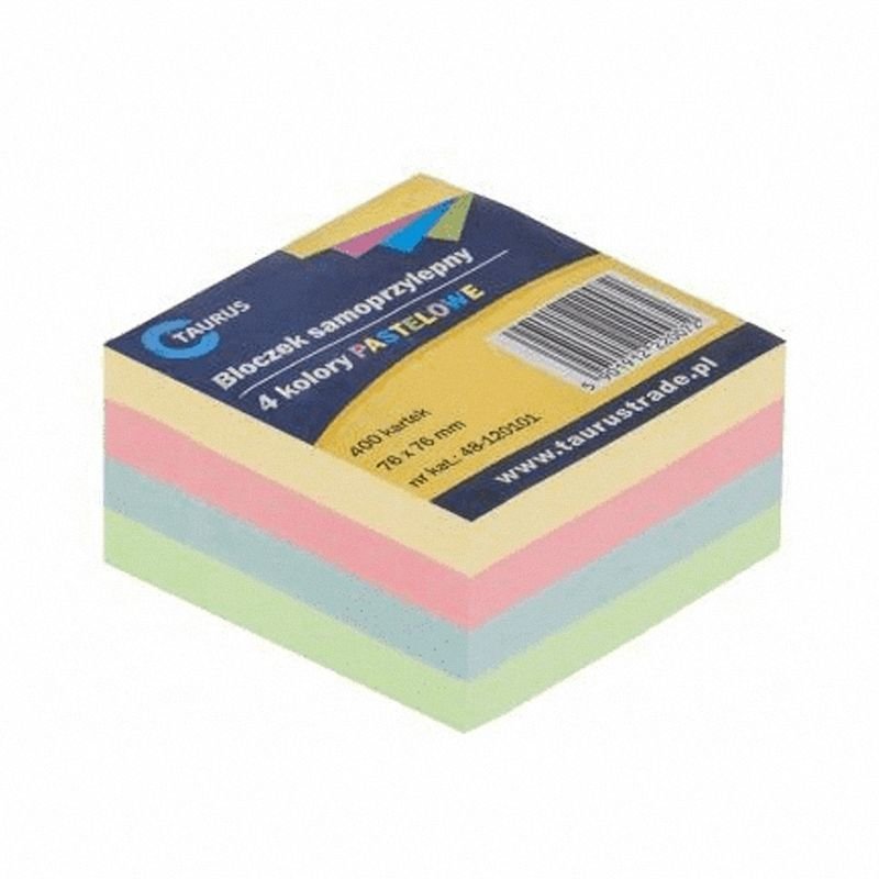 Bloczek Samoprzylepny 76x76 400k 4kol. Pastelowy /Taurus
