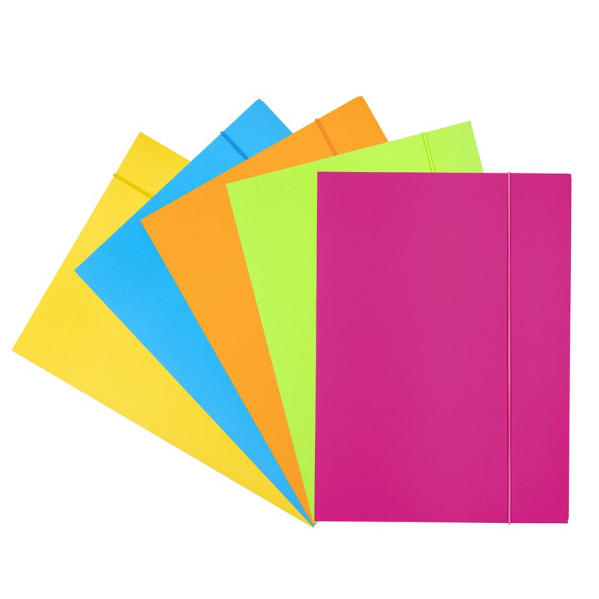 Teczka z gumką OFFICE PRODUCTS Fluo soft touch karton/lakier A4 320gsm 3-skrz., mix kolorów