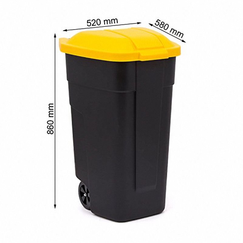Curver 214128 pojemnik 110L do segregacji na kółkach czarny żółty