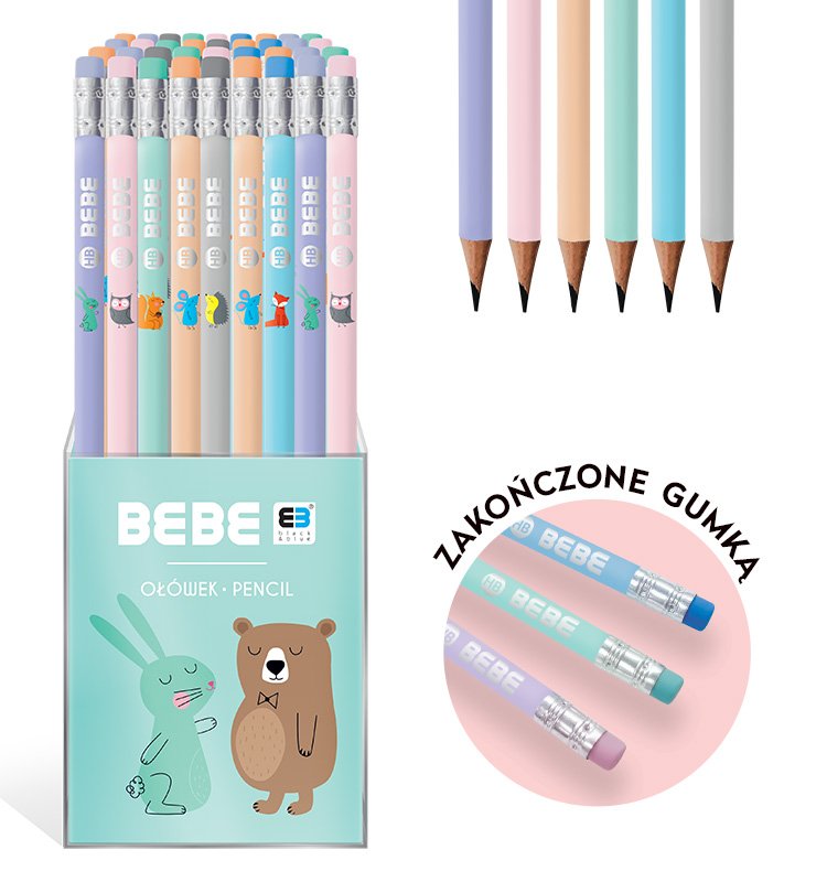 BBI Ołówek z gumką BB KIDS PASTEL