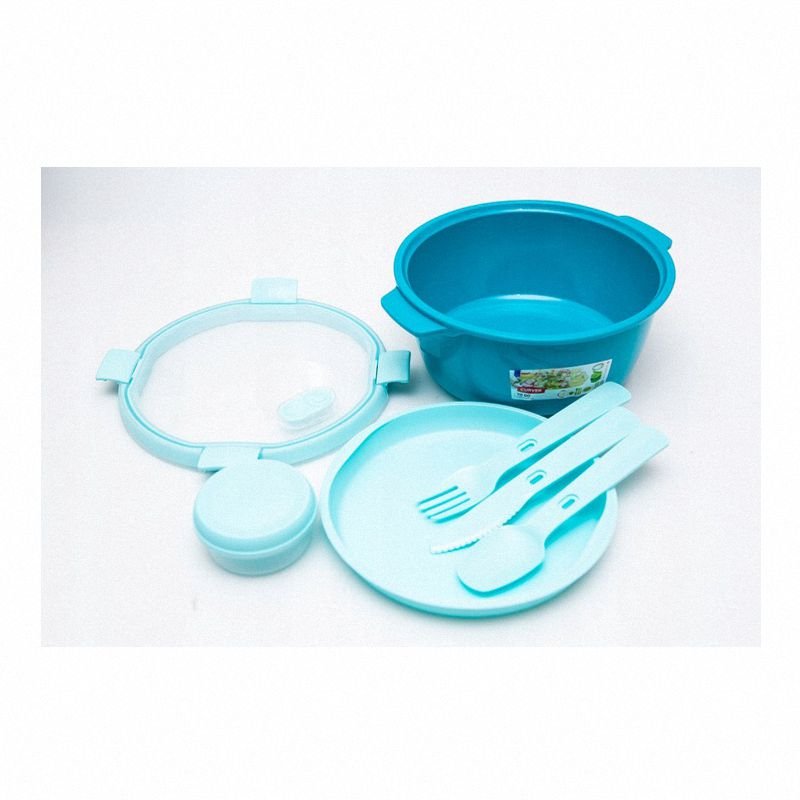 Curver Smart To Go Lunch Kit okrągły pojemnik 1,6L niebieski