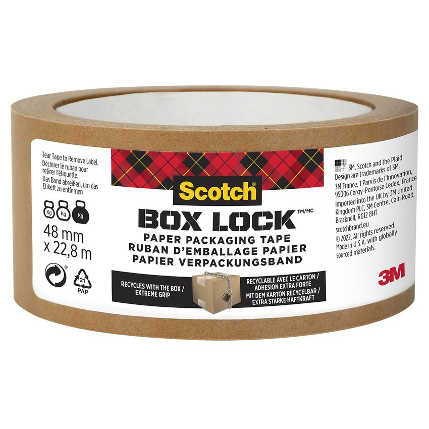 Taśma pakowa SCOTCH®Box Lock papierowa 48mm x 228m 1szt., brązowa