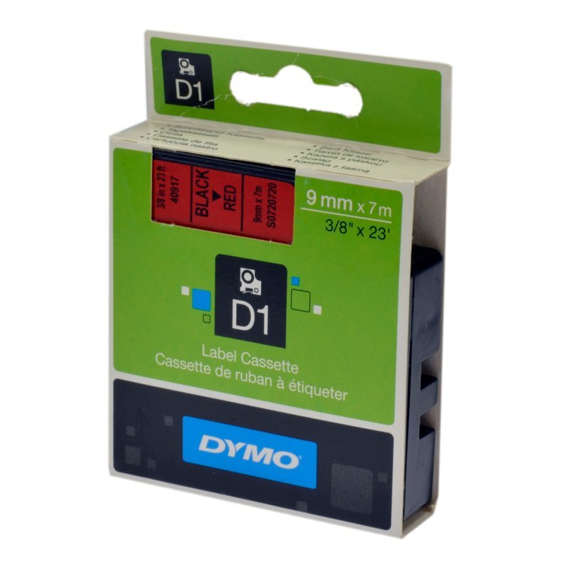 Taśma Dymo D1 - 9 mm x 7 m, Czarny / Czerwony