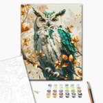 Malowanie po numerach BRUSHME 40x50 cm gold szmaragdowa sowa 1 szt., w pudełku