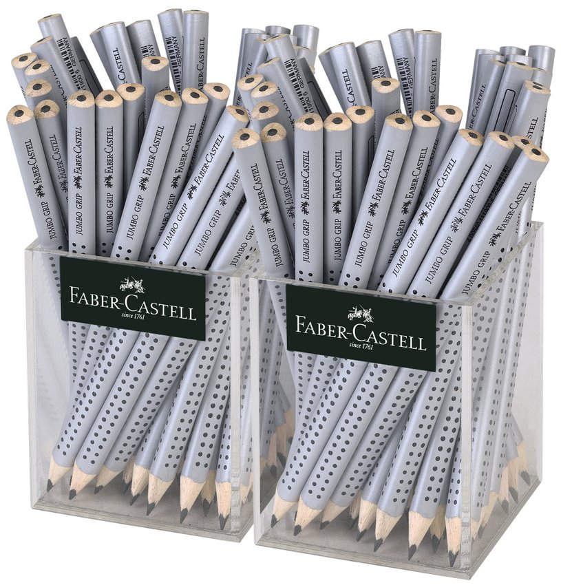 Ołówek Jumbo Grip B Display Plexi 2X36 szt. Srebrny Faber-Castell