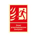 Znak TDC Drzwi Przeciwpożarowe. Zamykać! Kierunek Drogi Ewakuacyjnej W Prawo  /TDC