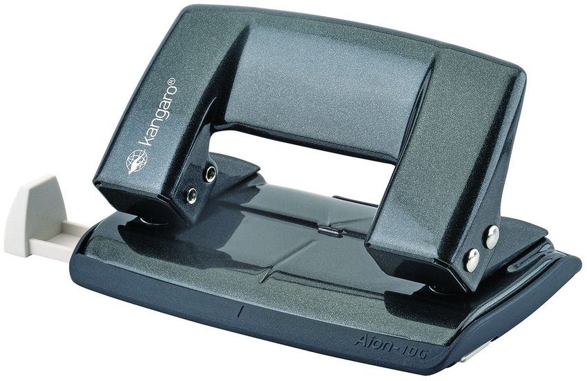 Dziurkacz Kangaro Aion-10G/S Dziurkuje Do 10 Kartek Metalowy W Pudełku PP Metaliczny Szary