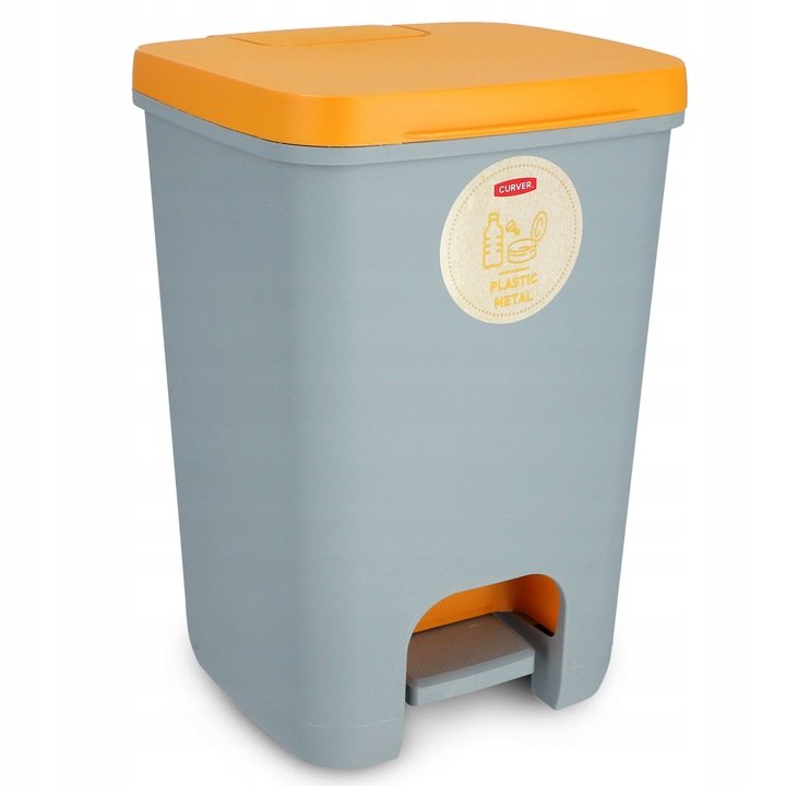 Kosz na śmieci Essentials 20L szary żółty Curver 248606