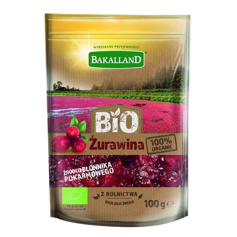 Bio Żurawina Suszona Z Sokiem Jabłkowym Bakalland 100g