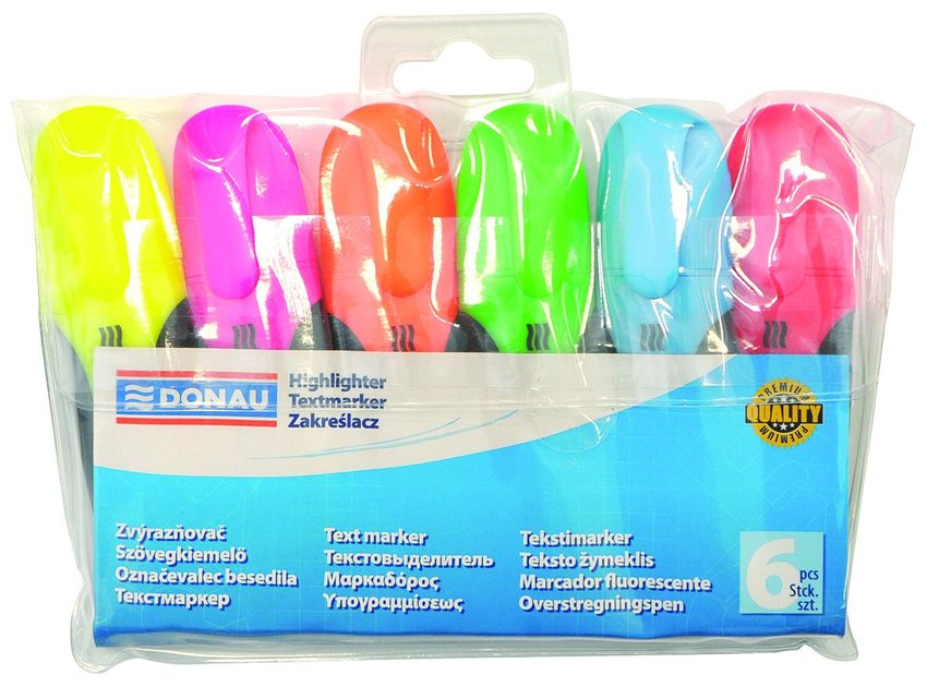 Zakreślacz Fluorescencyjny Donau D-Fresh 2-5mm(Linia) 6Szt. Mix Kolorów